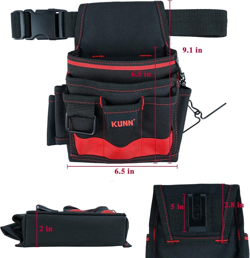 KUNN Electrician Tool Pouch - Durable Small Basic Maintenance Tool Pouch Belt with Belt Clip - Image 3
